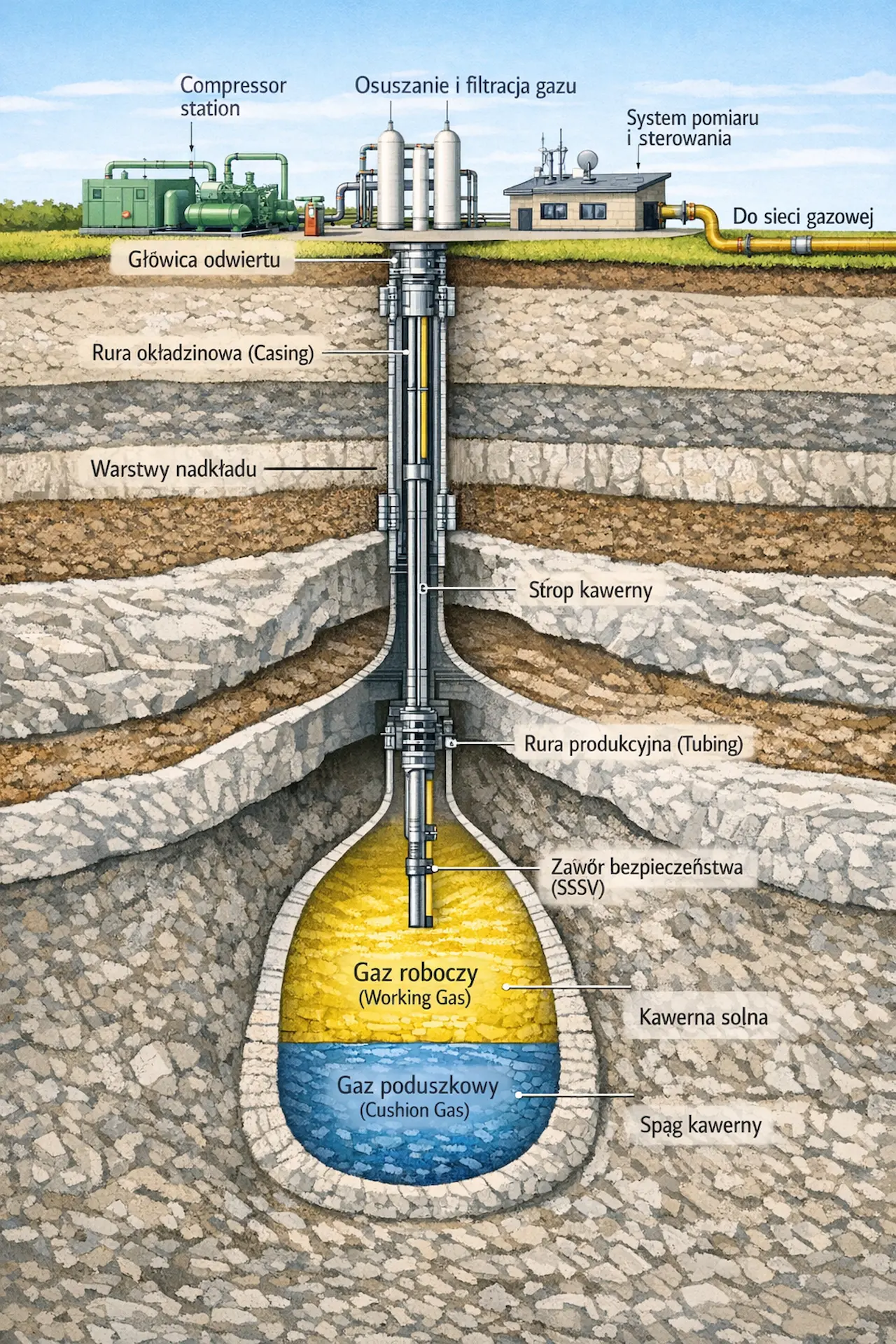 Podziemna kawerna gazowa w soli