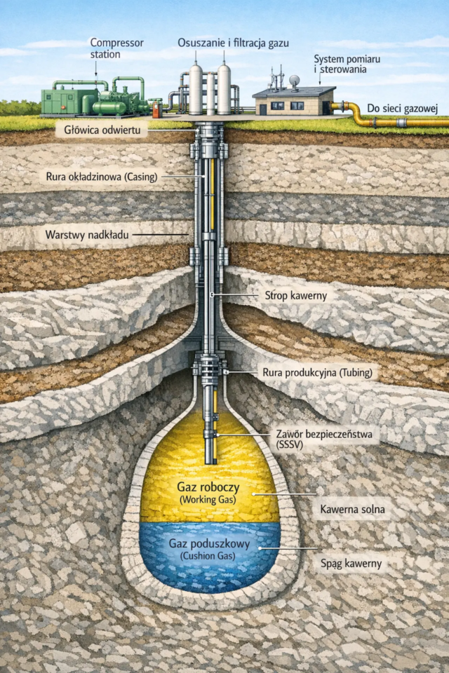 Podziemna kawerna gazowa w soli